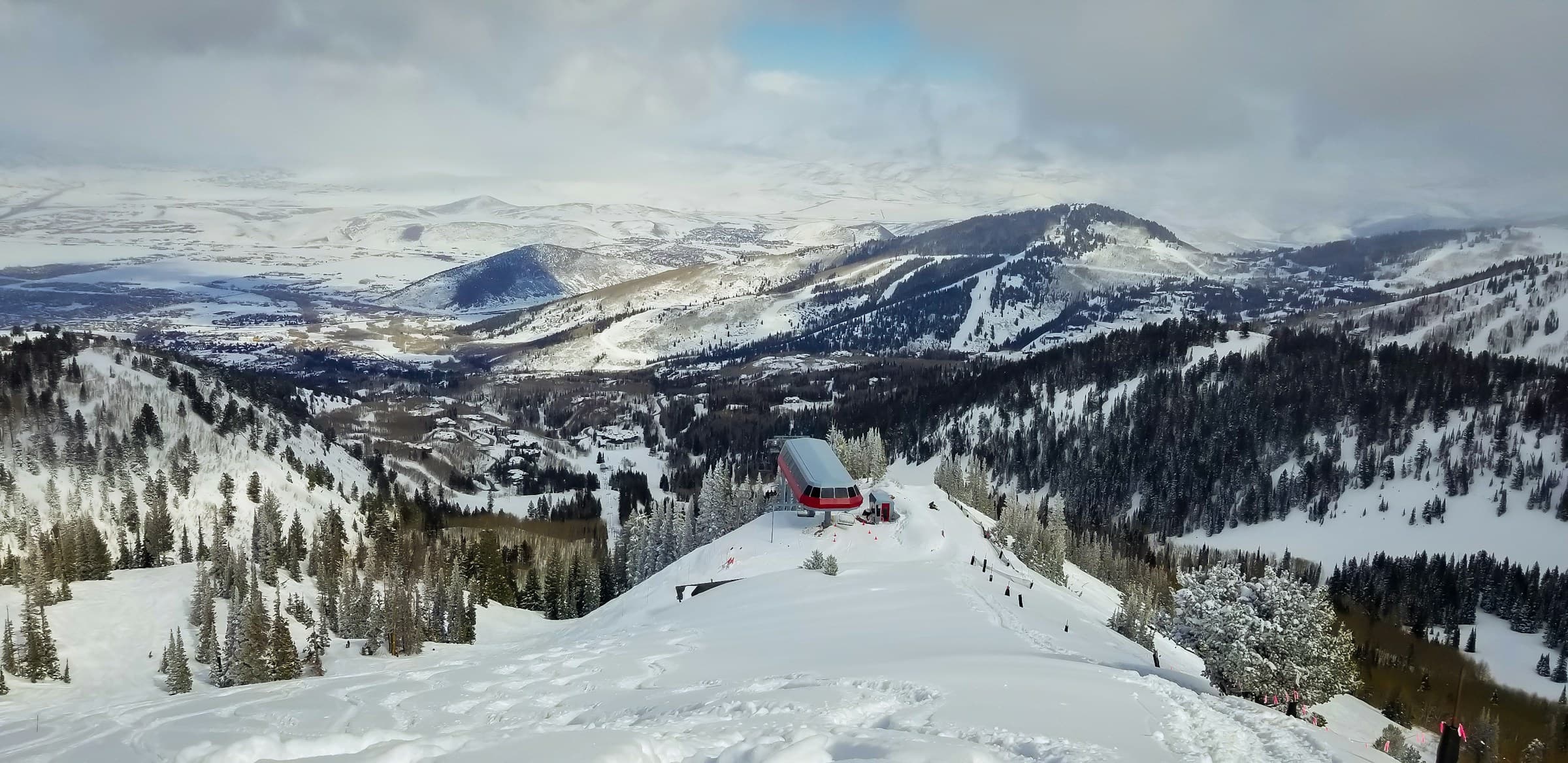 Snow-covered peaks and ski lift at Park City Mountain Resort