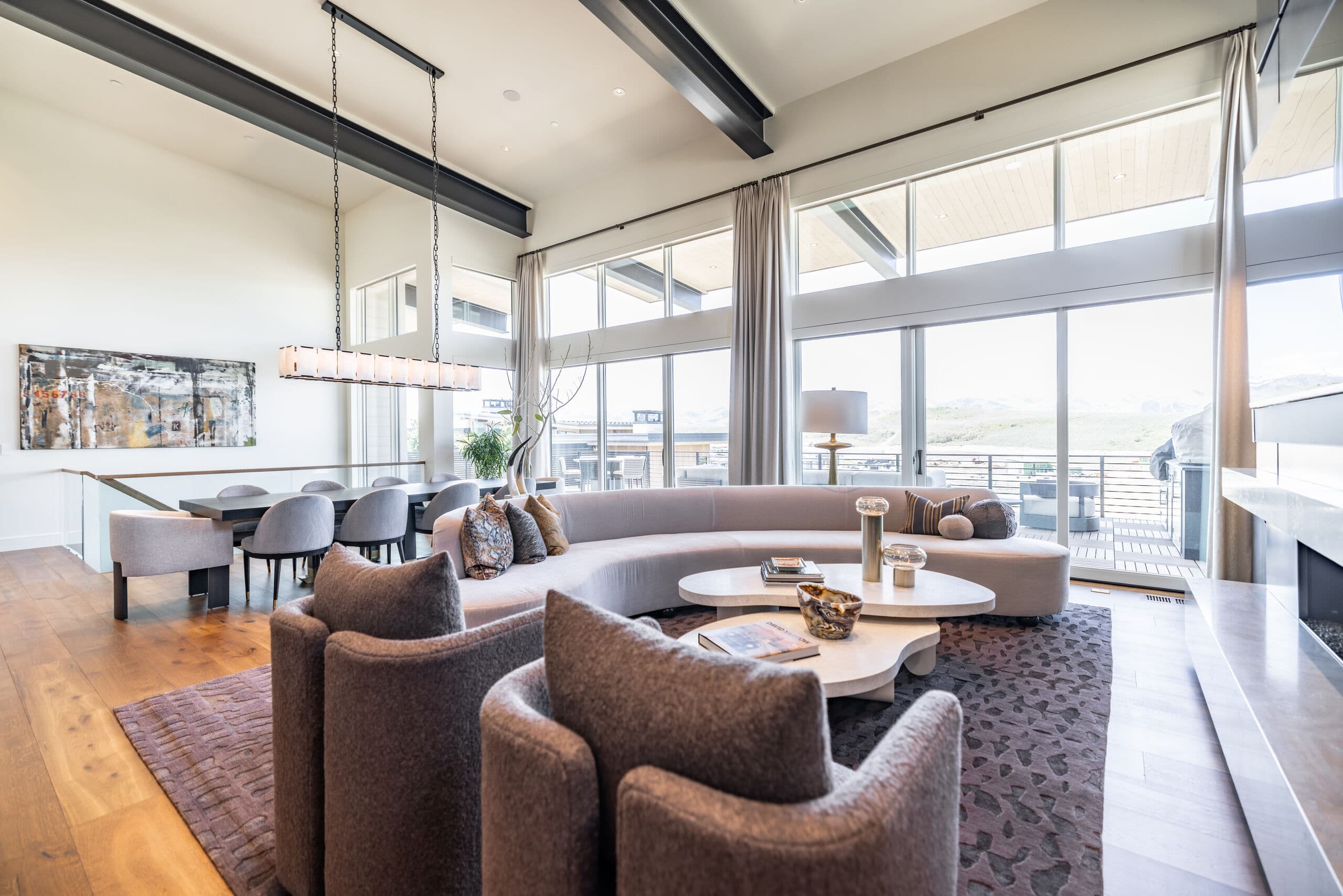 Dining table set for a gathering in a luxury Park City home