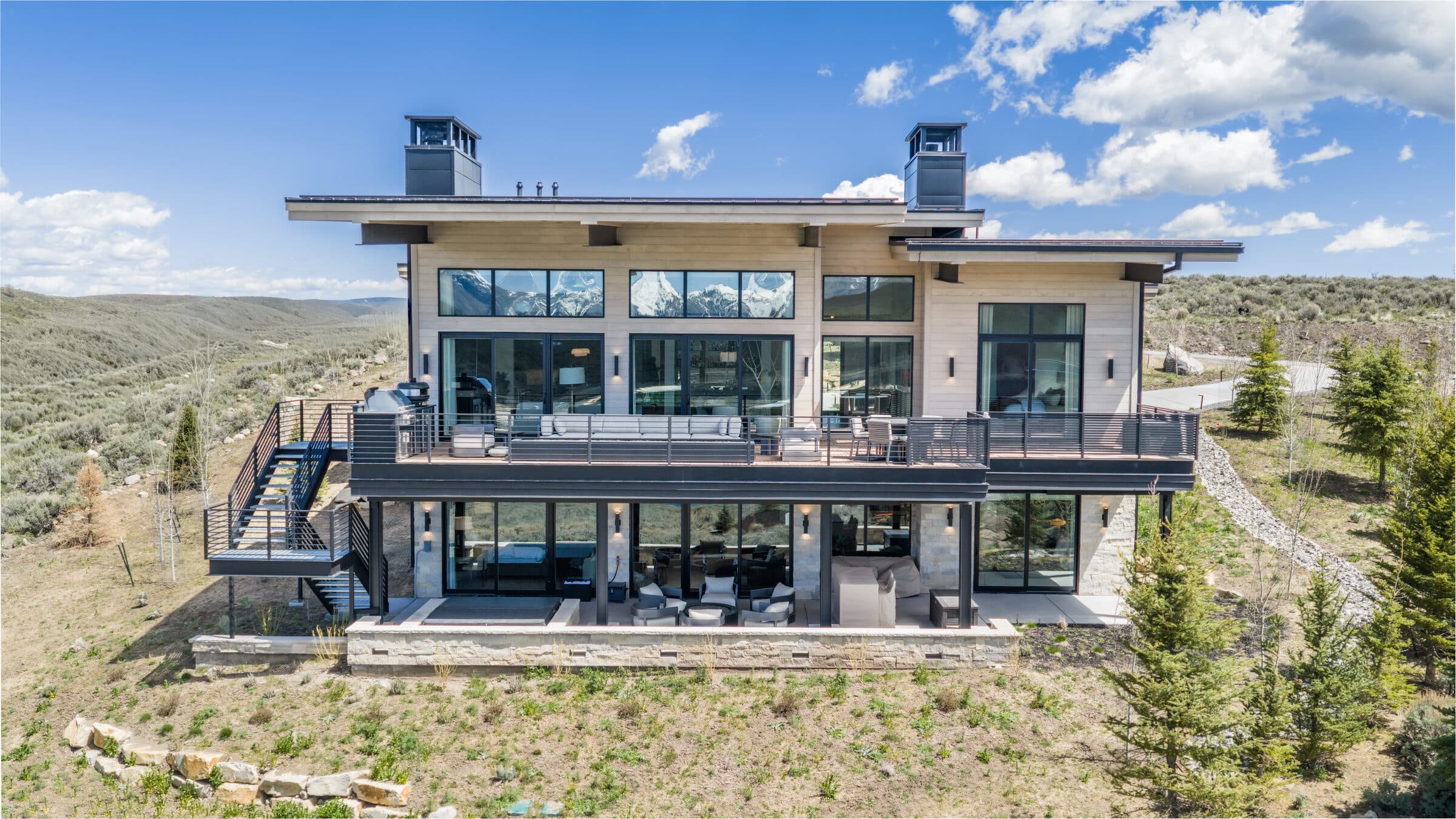 Luxury Park City home framed by mountain views