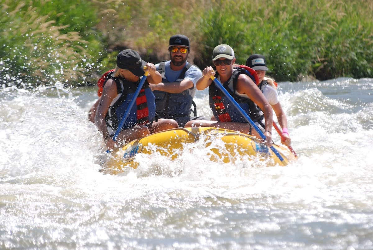 River rafting through scenic canyon