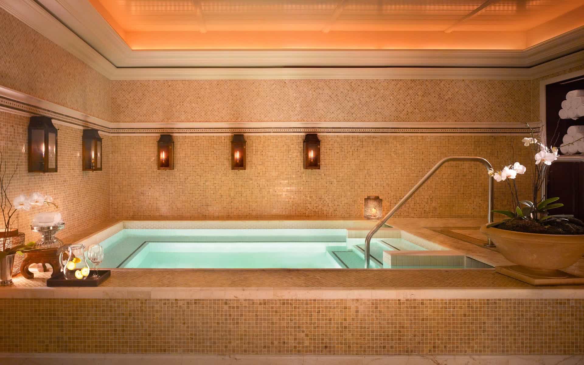 Candlelit mosaic soaking pool at Spa Montage Deer Valley