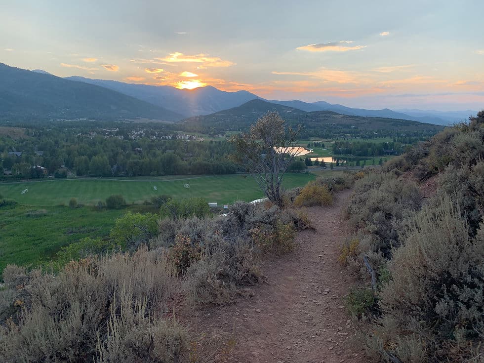 Overlook of Old Town Park City at sunset